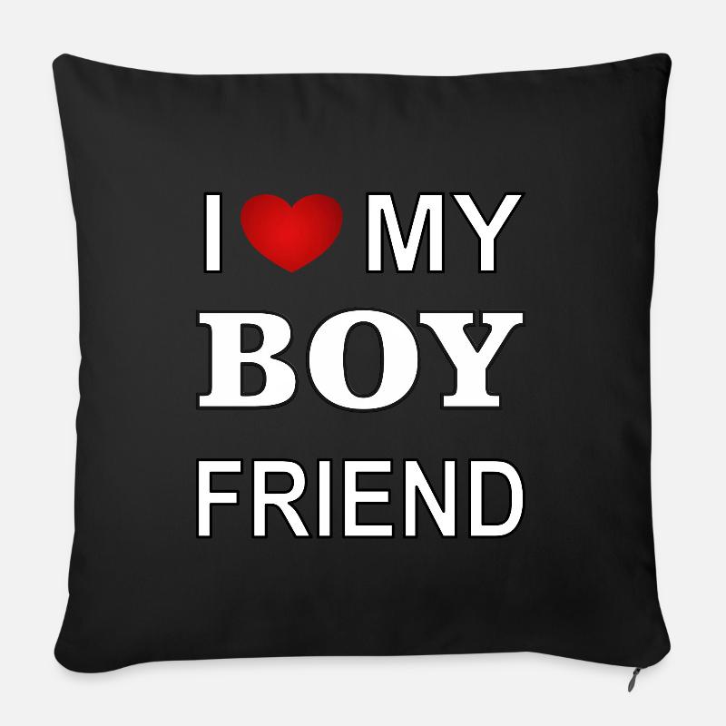 I love my boyfriend Ich liebe meinen Freund - Sofakissenbezug 45 x 45 cm - Schwarz