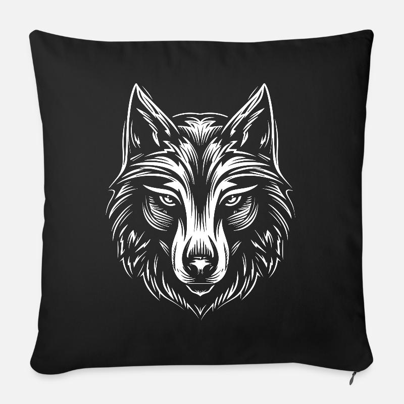 Wolf - Sofakissenbezug 45 x 45 cm - Schwarz