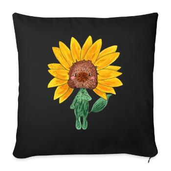 Tournesol - Housse de coussin décorative 45 x 45 cm - noir - Devant