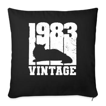 1983 Vintage Cat Maine Coon White - Sofa pillowcase 17,3'' x 17,3'' (45 x 45 cm) - black - Front