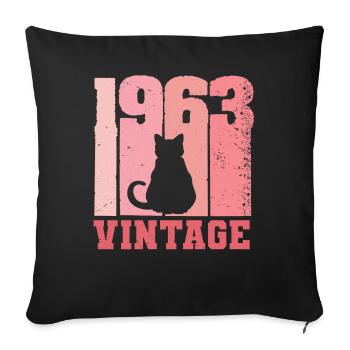 1963 Cat Vintage Pink Pink - Sofa pillowcase 17,3'' x 17,3'' (45 x 45 cm) - black - Front