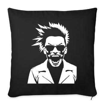 Schreiender Punkrocker mit Mohican Anarchy Punk - Sofakissenbezug 45 x 45 cm - Schwarz - Vorne