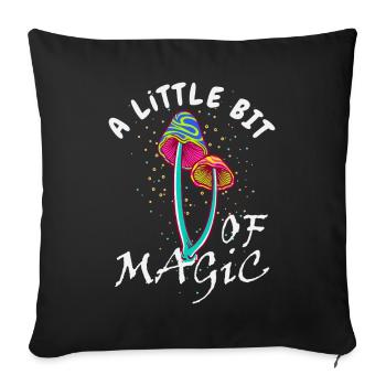 Champignons magiques, un peu de magie - Housse de coussin décorative 45 x 45 cm - noir - Devant