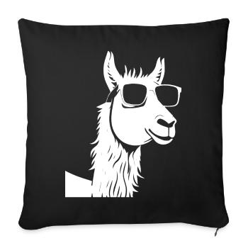 Lustiges Lama mit Sonnenbrille Coole Lamas - Sofakissenbezug 45 x 45 cm - Schwarz - Vorne