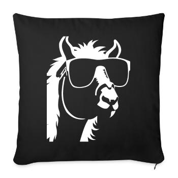 Lustiges Lama mit Sonnenbrille Coole Lamas - Sofakissenbezug 45 x 45 cm - Schwarz - Vorne