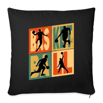 Basket-ball Basket-ball joueur Fan Vintage rétro - Housse de coussin décorative 45 x 45 cm - noir - Devant