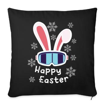 Ski Bunny "Happy Easter" Ski Holidays Easter Skiing - Sofa pillowcase 17,3'' x 17,3'' (45 x 45 cm) - black - Front