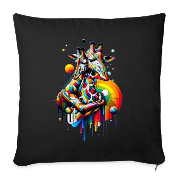 Giraffen Duo - Bunte Serengeti - Sofakissenbezug 45 x 45 cm - Schwarz - Vorne