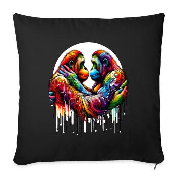 Orang-Utan Liebe - Farbberührung - Sofakissenbezug 45 x 45 cm - Schwarz - Vorne