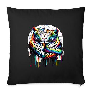 Leopard Luminescence - Cosmic Cats - Sofakissenbezug 45 x 45 cm - Schwarz - Vorne