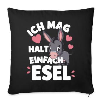 Esel Eselchen Maultier Muli - Sofakissenbezug 45 x 45 cm - Schwarz - Vorne