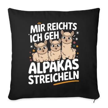 Alpaca llama alpacas animal - Sofa pillowcase 17,3'' x 17,3'' (45 x 45 cm) - black - Front