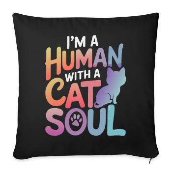 Chat Chats Amoureux Chat Propriétaire Chaton - Housse de coussin décorative 45 x 45 cm - noir - Devant