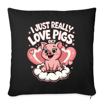 Animal cochon - Housse de coussin décorative 45 x 45 cm - noir - Devant