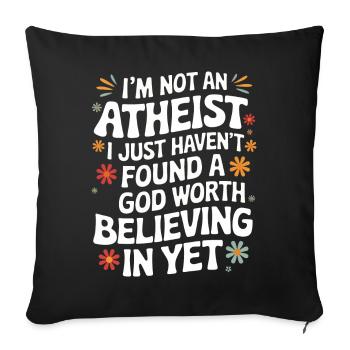 Athéisme, athée, anti-religion, agnostique - Housse de coussin décorative 45 x 45 cm - noir - Devant