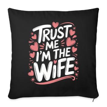 Femme Épouse Partenaire Famille Marié - Housse de coussin décorative 45 x 45 cm - noir - Devant