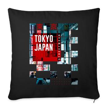 Tokyo, Japon, Asie, Horizon, Ville, Métropole, Moderne - Housse de coussin décorative 45 x 45 cm - noir - Devant