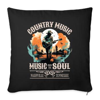 Musique country Guitare Guitariste Chanteur Vintage - Housse de coussin décorative 45 x 45 cm - noir - Devant