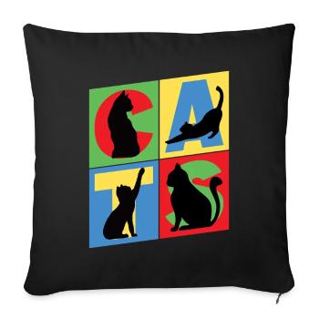 Chaton Chaton Chaton Kitty Silhouette Art - Housse de coussin décorative 45 x 45 cm - noir - Devant