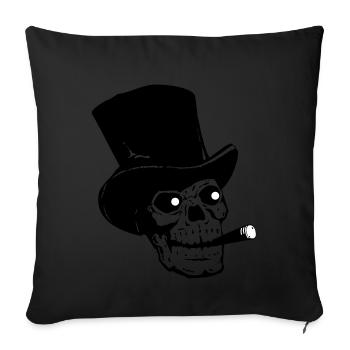 Skull with hat and cigar - Sofa pillowcase 17,3'' x 17,3'' (45 x 45 cm) - black - Front