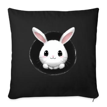 Petit lapin lapin - Housse de coussin décorative 45 x 45 cm - noir - Devant