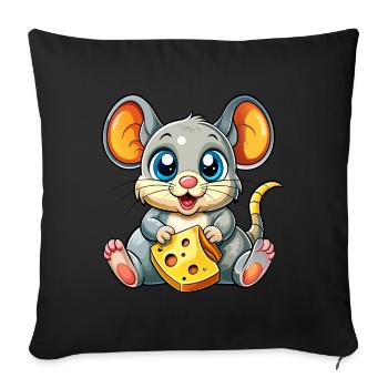 Cheese Loving Mouse - Sofa pillowcase 17,3'' x 17,3'' (45 x 45 cm) - black - Front