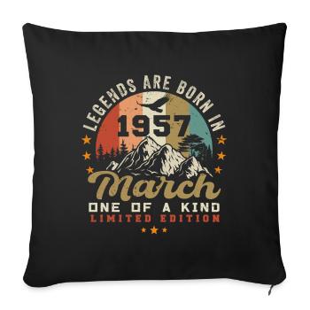 März 1957 Jahrgang Geburtstag Retro Geschenk - Sofakissenbezug 45 x 45 cm - Schwarz - Vorne