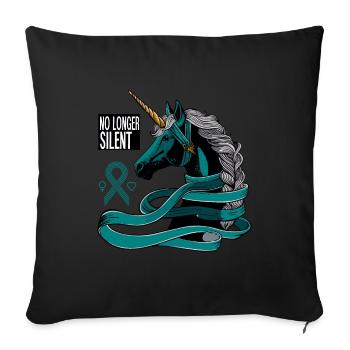 Plus de silence, licorne, agression sexuelle Awarenes - Housse de coussin décorative 45 x 45 cm - noir - Devant