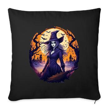 Gruseliges Halloween-partykostüm Hexe - Housse de coussin décorative 45 x 45 cm - noir - Devant