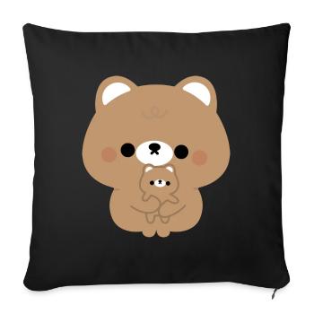 Brown Bear Love - Sofa pillowcase 17,3'' x 17,3'' (45 x 45 cm) - black - Front