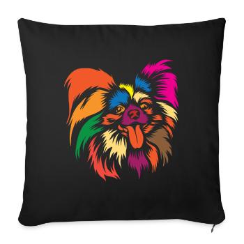 Netter Papillon Hund Regenbogen Grafik Tierliebhaber - Sofakissenbezug 45 x 45 cm - Schwarz - Vorne