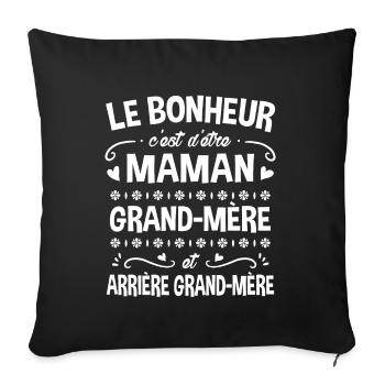 Cadeau Fête des Mère pour Arrière Grand-Mère - Housse de coussin décorative 45 x 45 cm - noir - Devant
