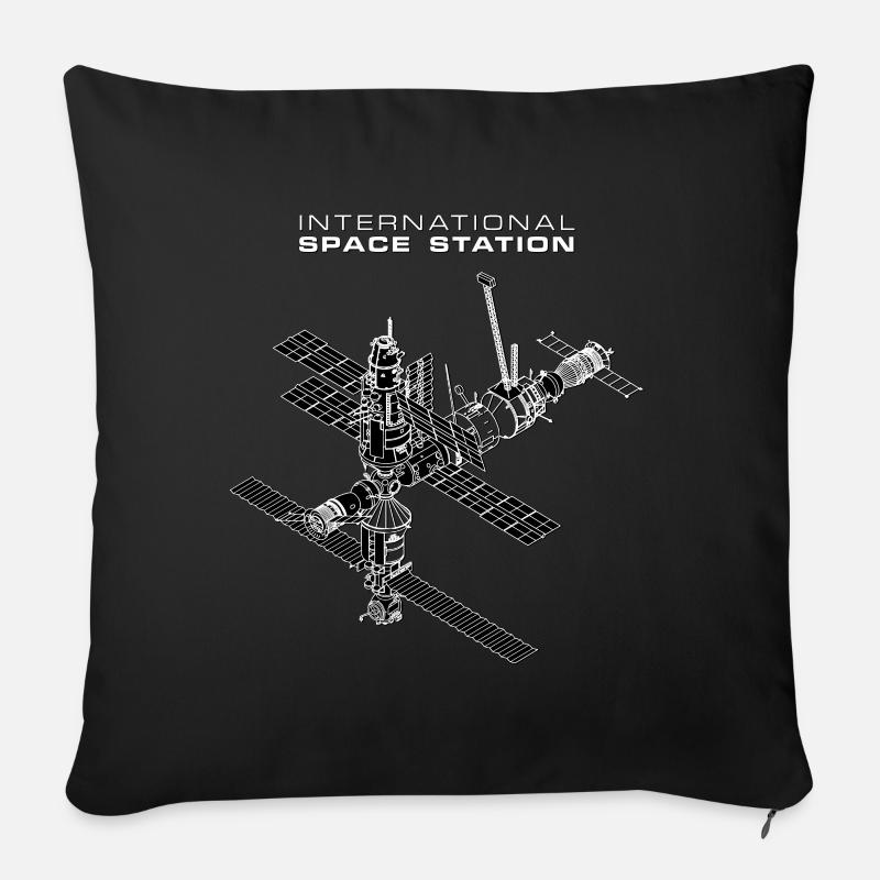 Internationale Raumstation mit Sojus - Sofakissenbezug 45 x 45 cm - Schwarz