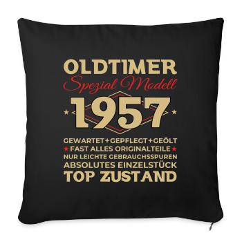 Oldtimer 1957 66. Geburtstag Geschenk Herren - Sofakissenbezug 45 x 45 cm - Schwarz - Vorne