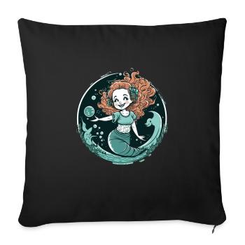 Mermaid with red hair - Sofa pillowcase 17,3'' x 17,3'' (45 x 45 cm) - black - Front