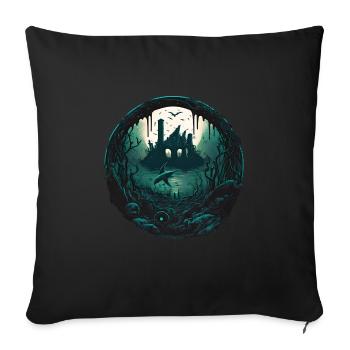 Die Versunkene Stadt Atlantis - Sofakissenbezug 45 x 45 cm - Schwarz - Vorne