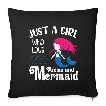 juste une fille qui aime la sirène - Housse de coussin décorative 45 x 45 cm - noir - Devant