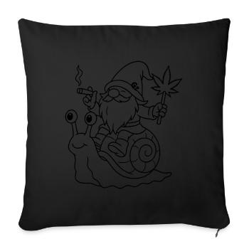 Lässiger Zwerg auf Schnecke mit Joint - Sofakissenbezug 45 x 45 cm - Schwarz - Vorne