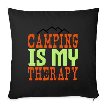 Le camping est ma thérapie - Housse de coussin décorative 45 x 45 cm - noir - Devant