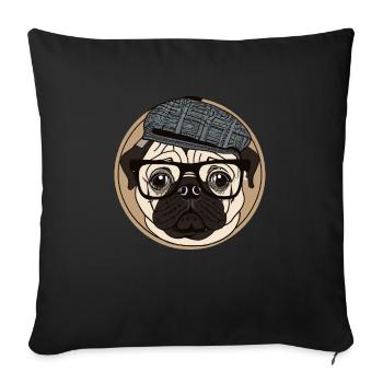 Amateurs de chiens carlins rétro - Housse de coussin décorative 45 x 45 cm - noir - Devant