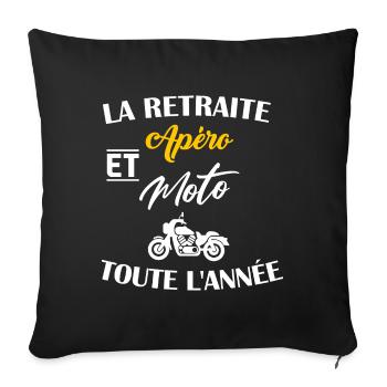 La retraite apéro et moto t-shirt cadeau homme - Housse de coussin décorative 45 x 45 cm - noir - Devant