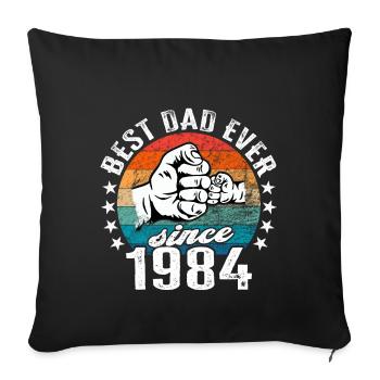 Meilleur papa du monde depuis 1984 Fête des Pères - Housse de coussin décorative 45 x 45 cm - noir - Devant