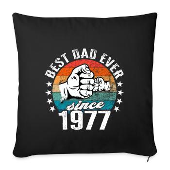 Meilleur papa du monde depuis 1977 Fête des Pères - Housse de coussin décorative 45 x 45 cm - noir - Devant