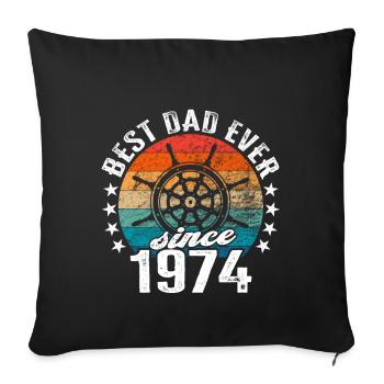 Meilleur père du monde Capitaine depuis 1974 - Housse de coussin décorative 45 x 45 cm - noir - Devant