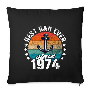 Meilleur père du monde depuis 1974 Anchor - Housse de coussin décorative 45 x 45 cm - noir - Devant