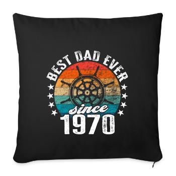 Meilleur père du monde depuis 1970 capitaine - Housse de coussin décorative 45 x 45 cm - noir - Devant