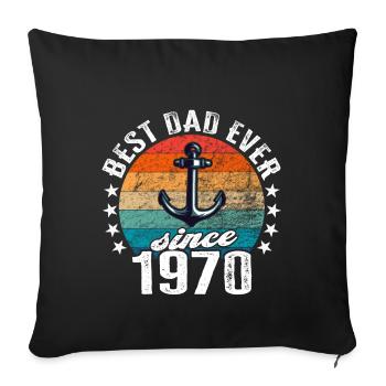 Meilleur père du monde depuis 1970 présentateur - Housse de coussin décorative 45 x 45 cm - noir - Devant