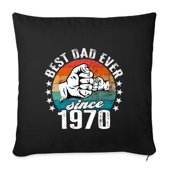 Meilleur papa du monde depuis 1970 Fête des pères - Housse de coussin décorative 45 x 45 cm - noir - Devant