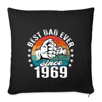 Meilleur papa du monde depuis 1969 Fête des pères - Housse de coussin décorative 45 x 45 cm - noir - Devant