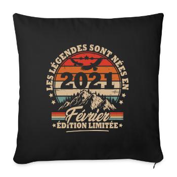 Cadeau D'anniversaire Nées En Février 2021 - Housse de coussin décorative 45 x 45 cm - noir - Devant